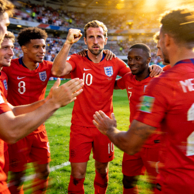 英格兰球星凯恩作为队长鼓舞球队士气的瞬间